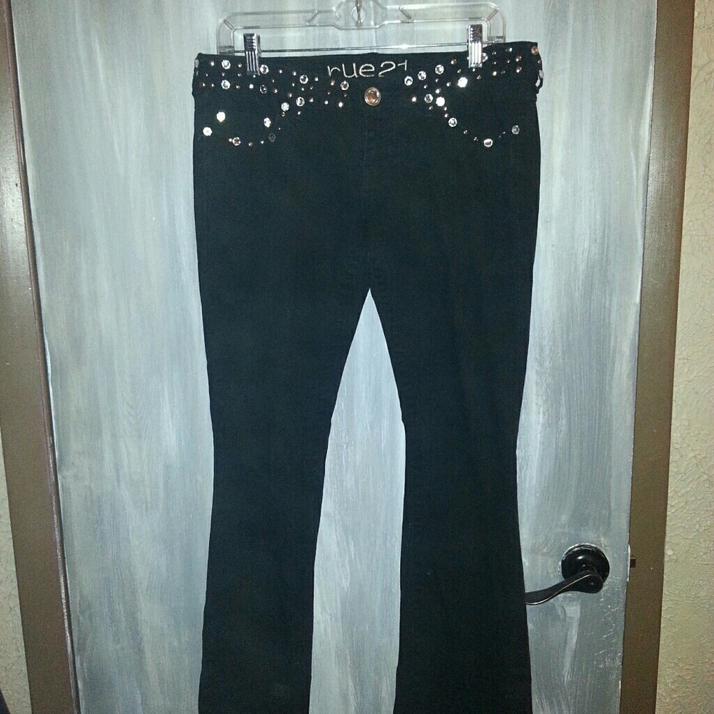 Black jeans with rhinestones